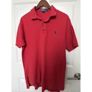 Ralph Lauren Polo Shirt Mens L Red Pony Golf Rugby Short Sleeve Casual Preppy